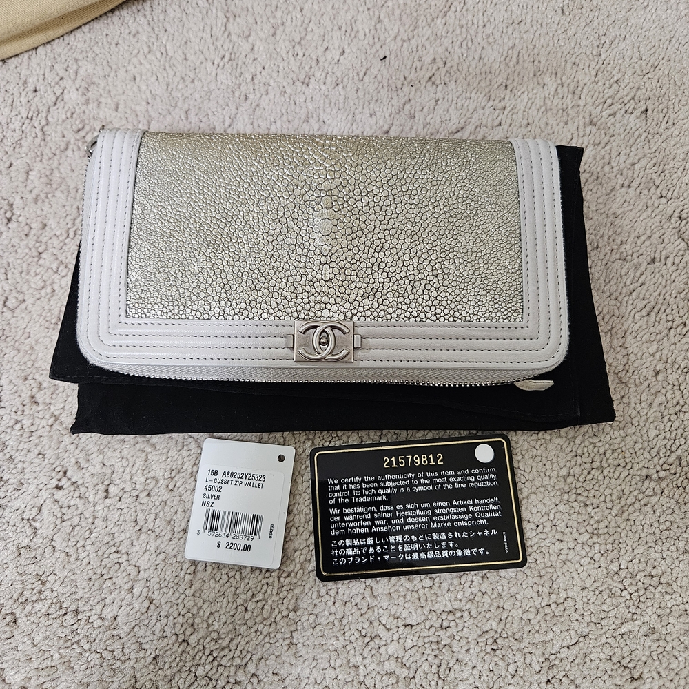 Chanel Metallic Galuchat Stingray  Wallet